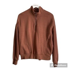 SO The lounge Life Tunic brown  Funnel Neck 1/4 Zip | Small